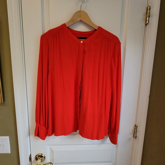 Red women's button down blouse - Picture 1 of 7